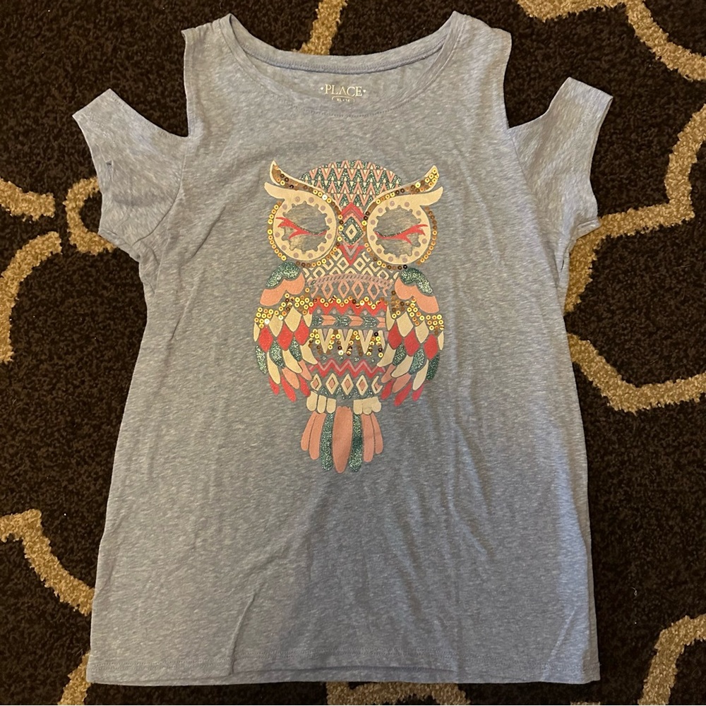 Girls XL Children’s Place Owl Off The Shoulder T-Shirt